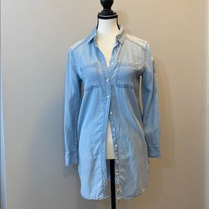Billabong Light Blue Denim-Style Extra Long Shirt Size XS lyocell coastal